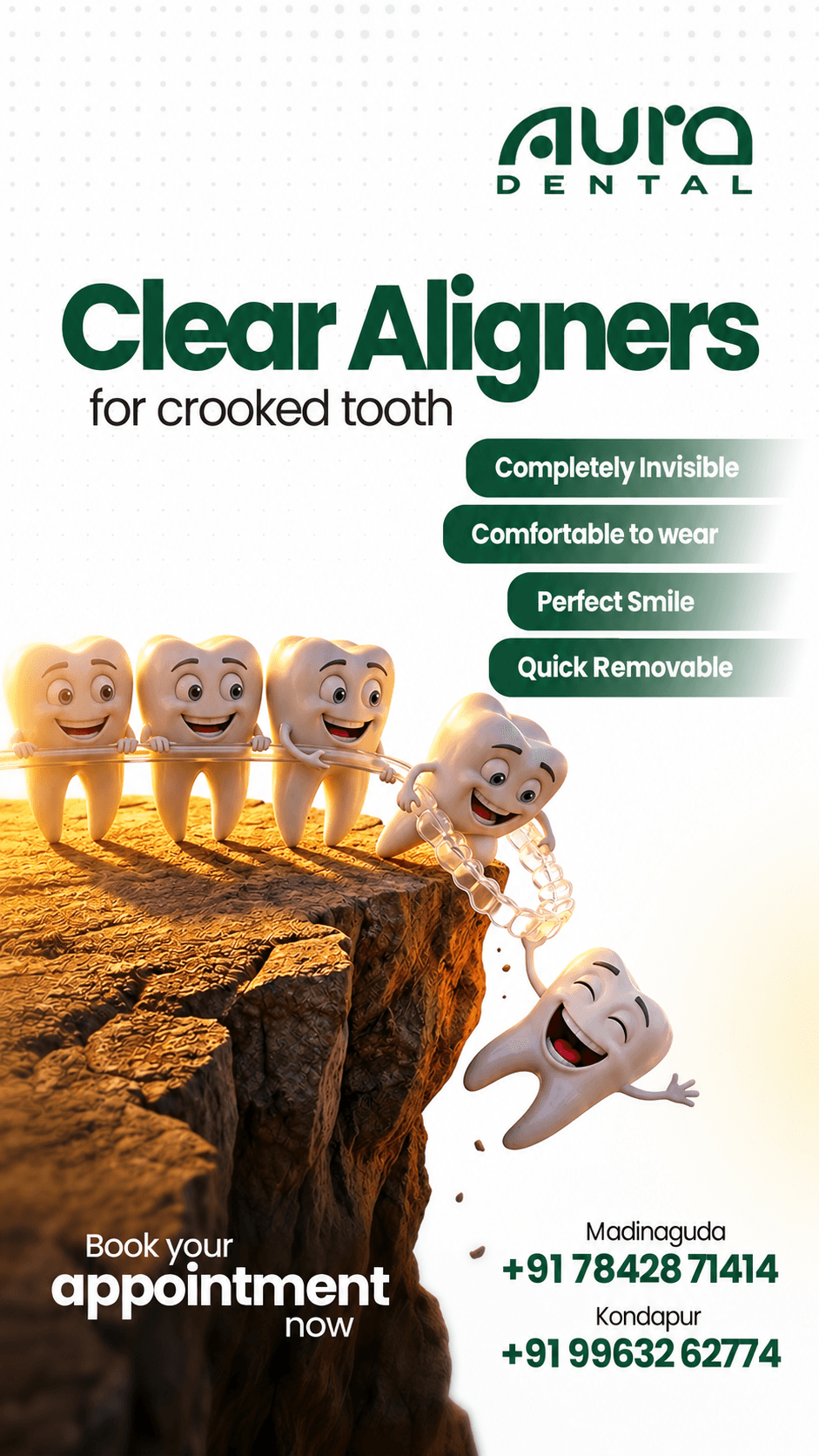 Clear aligners for crooked teeth at Aura Dental